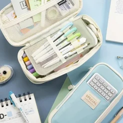 Multifunctional Cosmetic Bag Macaroon Big Capacity Double-layer Canvas Pencil Case Travel Storage Pouch School Supplies, Back to School Gift