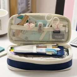 Multifunctional Cosmetic Bag Macaroon Big Capacity Double-layer Canvas Pencil Case Travel Storage Pouch School Supplies, Back to School Gift