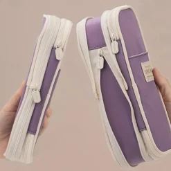 Multifunctional Cosmetic Bag Macaroon Big Capacity Double-layer Canvas Pencil Case Travel Storage Pouch School Supplies, Back to School Gift