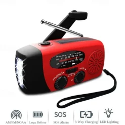 Multifunctional Hand Radio Solar Crank Dynamo Powered AM/FM/NOAA Weather Radio Use Emergency LED Flashlight and Power Bank