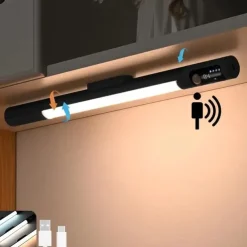 Multifunctional Motion Sensor Under Cabinet Light – Tri-color Dimmable USB Rechargeable Night Lamp with Magnetic Mounting for Kitchen, Office, and Wardrobe Lighting