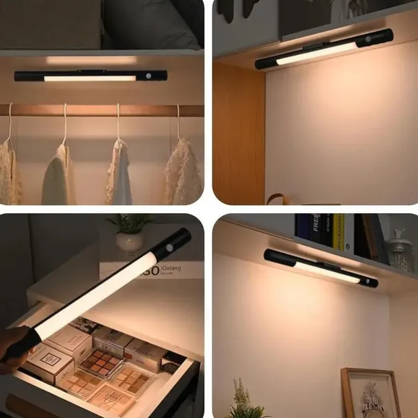 Multifunctional Motion Sensor Under Cabinet Light – Tri-color Dimmable USB Rechargeable Night Lamp with Magnetic Mounting for Kitchen, Office, and Wardrobe Lighting