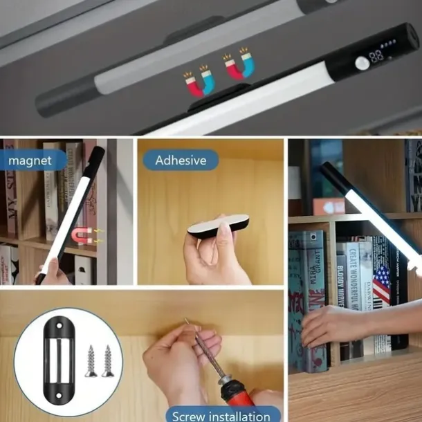Multifunctional Motion Sensor Under Cabinet Light – Tri-color Dimmable USB Rechargeable Night Lamp with Magnetic Mounting for Kitchen, Office, and Wardrobe Lighting