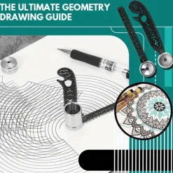 Multi-Functional 4pcs Black Magnetic Drawing Compass Set - Engineering & Drafting Rulers for Office Use