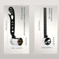 Multi-Functional 4pcs Black Magnetic Drawing Compass Set - Engineering & Drafting Rulers for Office Use