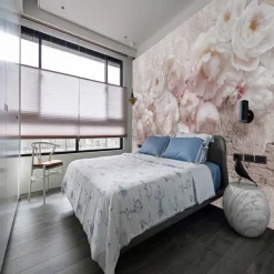 Mural 3D Wallpaper Self-adhesive Pink Flower Wall Covering Sticker Film Peel and Stick Removable Vinyl PVC Waterproof Material Home Decor Multiple Size