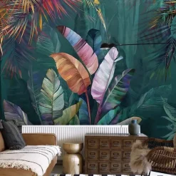 Mural Wallpaper Wall Sticker Covering Print Peel and Stick Removable Tropical Palm Leaf Canvas Home Décor