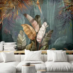 Mural Wallpaper Wall Sticker Covering Print Peel and Stick Removable Tropical Palm Leaf Canvas Home Décor