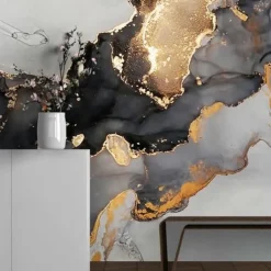 Mural Wallpaper Wall Sticker Covering Print Peel and Stick Removable Self Adhesive Artistic Marble Gold Canvas Home Decor