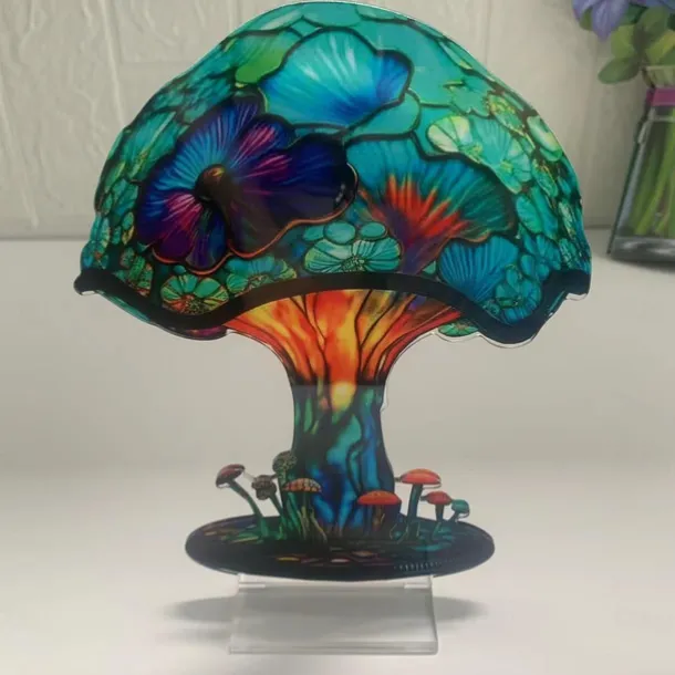 Mushroom Decoration Acrylic Double-sided Desktop Decoration Flowers Octopus Snail Plants Handicraft Decoration Home Office Decor