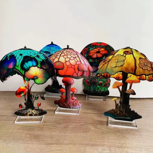 Mushroom Decoration Acrylic Double-sided Desktop Decoration Flowers Octopus Snail Plants Handicraft Decoration Home Office Decor