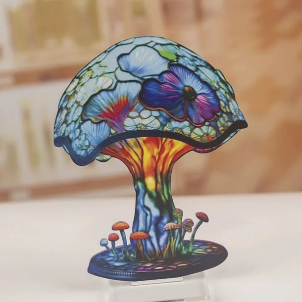 Mushroom Decoration Acrylic Double-sided Desktop Decoration Flowers Octopus Snail Plants Handicraft Decoration Home Office Decor