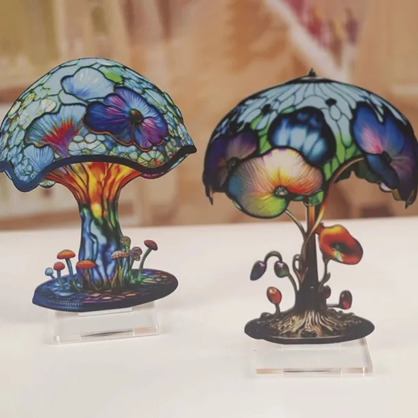 Mushroom Decoration Acrylic Double-sided Desktop Decoration Flowers Octopus Snail Plants Handicraft Decoration Home Office Decor