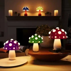 Mushroom Lamp USB Rechargeable Lamp Desk Light with Dual Color for Living Room, Bedside, Unique Gift for Nature Lover