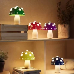 Mushroom Lamp USB Rechargeable Lamp Desk Light with Dual Color for Living Room, Bedside, Unique Gift for Nature Lover