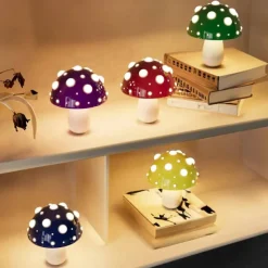 Mushroom Lamp USB Rechargeable Lamp Desk Light with Dual Color for Living Room, Bedside, Unique Gift for Nature Lover