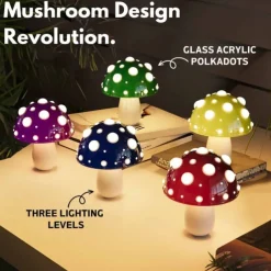 Mushroom Lamp USB Rechargeable Lamp Desk Light with Dual Color for Living Room, Bedside, Unique Gift for Nature Lover