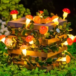 Mushroom Rattan Fairy String lights Battery Powered Garland Lights 3M-20LEDs Holiday Wedding Party Garden Indoor Outdoor Decoration