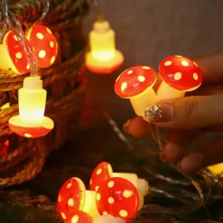Mushroom Rattan Fairy String lights Battery Powered Garland Lights 3M-20LEDs Holiday Wedding Party Garden Indoor Outdoor Decoration