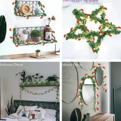 Mushroom Rattan Fairy String lights Battery Powered Garland Lights 3M-20LEDs Holiday Wedding Party Garden Indoor Outdoor Decoration