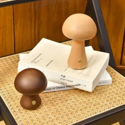 Mushroom Table Lamp Bedroom Bedside Sleep Night Light Solid Wood Dimmable Atmosphere Light