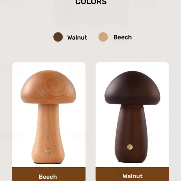 Mushroom Table Lamp Bedroom Bedside Sleep Night Light Solid Wood Dimmable Atmosphere Light
