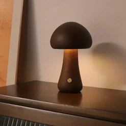 Mushroom Table Lamp Bedroom Bedside Sleep Night Light Solid Wood Dimmable Atmosphere Light