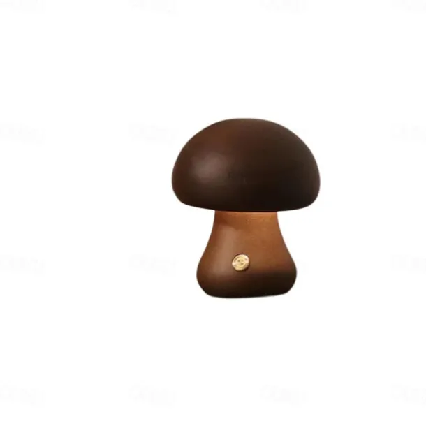 Mushroom Table Lamp Bedroom Bedside Sleep Night Light Solid Wood Dimmable Atmosphere Light