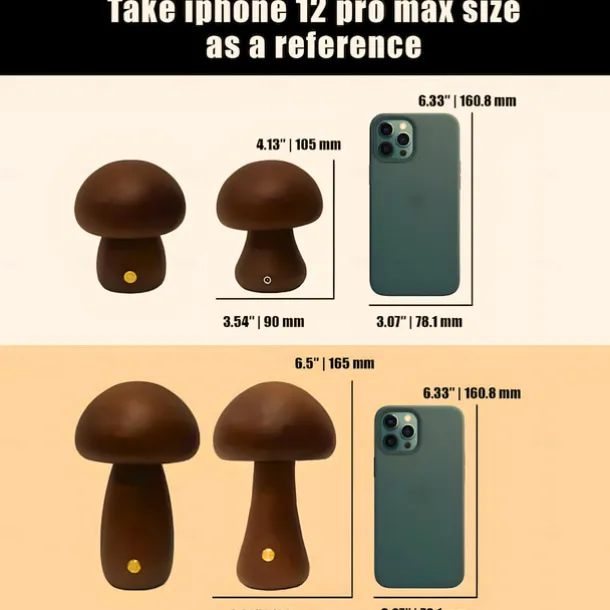 Mushroom Table Lamp Bedroom Bedside Sleep Night Light Solid Wood Dimmable Atmosphere Light