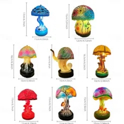 Mushroom Table Lamp, Simulated Stained Glass Night Light, Bohemian Resin Decorative Bedside Lamp, for Bedroom Living Room Home Office, Decor Gift