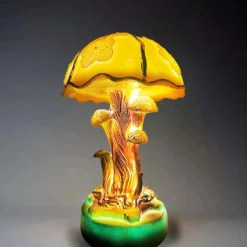 Mushroom Table Lamp, Simulated Stained Glass Night Light, Bohemian Resin Decorative Bedside Lamp, for Bedroom Living Room Home Office, Decor Gift