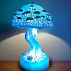 Mushroom Table Lamp, Simulated Stained Glass Night Light, Bohemian Resin Decorative Bedside Lamp, for Bedroom Living Room Home Office, Decor Gift