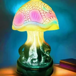 Mushroom Table Lamp, Simulated Stained Glass Night Light, Bohemian Resin Decorative Bedside Lamp, for Bedroom Living Room Home Office, Decor Gift