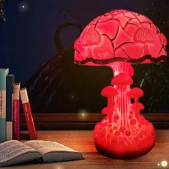 Mushroom Table Lamp, Simulated Stained Glass Night Light, Bohemian Resin Decorative Bedside Lamp, for Bedroom Living Room Home Office, Decor Gift
