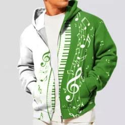 Music Festival Men's Color Block Graphic Prints Musical Notes Hoodie Hoodies Sweatshirt Streetwear Designer Long Sleeve Hooded Sports & Outdoor Daily Sports Black Red Zipper Print Spring & Fall