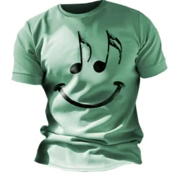Music Festival Men's Graphic Funny Smile Face T Shirt Short Sleeve T shirt 3D Print Crew Neck Shirt Vintage Fashion Designer Outdoor Daily Sports Blue Red Green Spring & Summer Clothing Apparel S M L