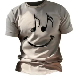 Music Festival Men's Graphic Funny Smile Face T Shirt Short Sleeve T shirt 3D Print Crew Neck Shirt Vintage Fashion Designer Outdoor Daily Sports Blue Red Green Spring & Summer Clothing Apparel S M L