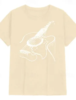 Music Festival Men's Guitar Shirt T Shirt Cotton Short Sleeve Graphic Shirt Dark Grey Heather Gray Black Comfortable Tee Casual Holiday Fashion Designer Clothing