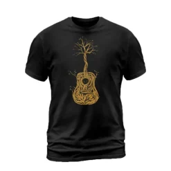 Music Festival Men's Tree Graphic Prints Musical Instrument T Shirt Graphic Tee Cotton Short Sleeve Graphic Shirt Black Navy Blue Gray Comfortable Tee Outdoor Street Fashion Designer Clothing