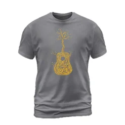 Music Festival Men's Tree Graphic Prints Musical Instrument T Shirt Graphic Tee Cotton Short Sleeve Graphic Shirt Black Navy Blue Gray Comfortable Tee Outdoor Street Fashion Designer Clothing