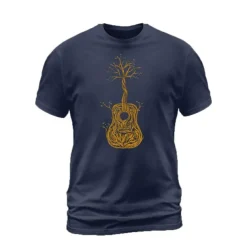 Music Festival Men's Tree Graphic Prints Musical Instrument T Shirt Graphic Tee Cotton Short Sleeve Graphic Shirt Black Navy Blue Gray Comfortable Tee Outdoor Street Fashion Designer Clothing