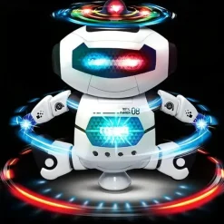 Musical Walking Dancing Robot Toy For Kids Flashing Lights 360 Body Spinning Toddlers Boys Girls Fun Toy Figure (Model 1)