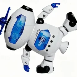 Musical Walking Dancing Robot Toy For Kids Flashing Lights 360 Body Spinning Toddlers Boys Girls Fun Toy Figure (Model 1)