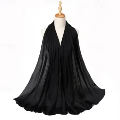 Muslim Scarf Crinkled Shawl Women Abaya Solid Hijab Ramadan Hijabs For Woman Abayas Dress Turban Instant Scarf