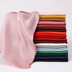 Muslim Scarf Crinkled Shawl Women Abaya Solid Hijab Ramadan Hijabs For Woman Abayas Dress Turban Instant Scarf