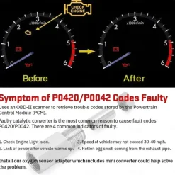 M18x1.5 Oxygen Sensor Thread Adapter Stainless Steel Universal Mini Catalyst Converter Emulator Extension Spacer