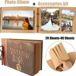 My Our Adventure Book Pixar Up Handmade DIY Family Scrapbook , Wedding Photo Album, Retro Album, Anniversary Scrapbook , Wonderful Gift for Thanks Giving Christmas 11.6x7.5 Inches
