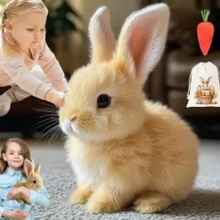 My Realistic Bunny Toy Interactive Electronic Pet Toys Bunnies can Hops Walks and Wiggles its EarsEaster Plush Stuffed Bunny Toy Educational Toys for Kids