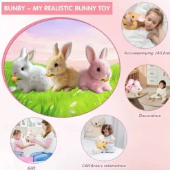 My Realistic Bunny Toy Interactive Electronic Pet Toys Bunnies can Hops Walks and Wiggles its EarsEaster Plush Stuffed Bunny Toy Educational Toys for Kids