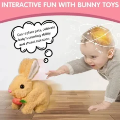 My Realistic Bunny Toy Interactive Electronic Pet Toys Bunnies can Hops Walks and Wiggles its EarsEaster Plush Stuffed Bunny Toy Educational Toys for Kids